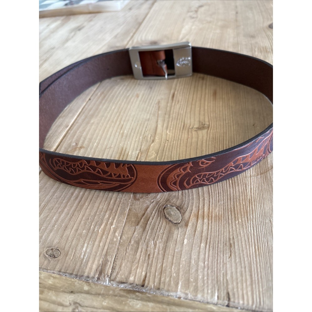 University Of Florida UF Gators Embroidered Belt Mens 32 Tan Canvas Leather